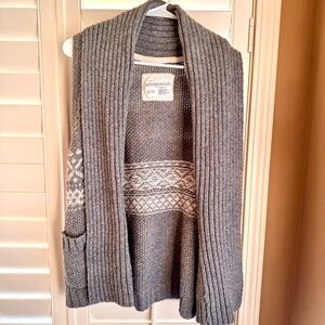 Aéropostale Gray Knitted Sleeveless Cardigan Vest XL Fair Isle Pattern
